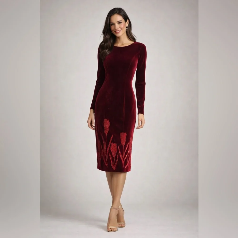 cassandra floral long sleeve midi dress Cassandra Floral Long Sleeve Midi Dress (Women)